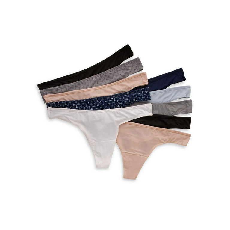 Hanes Women's Cool Comfort Microfiber Thong Underwear, 10 Pack 