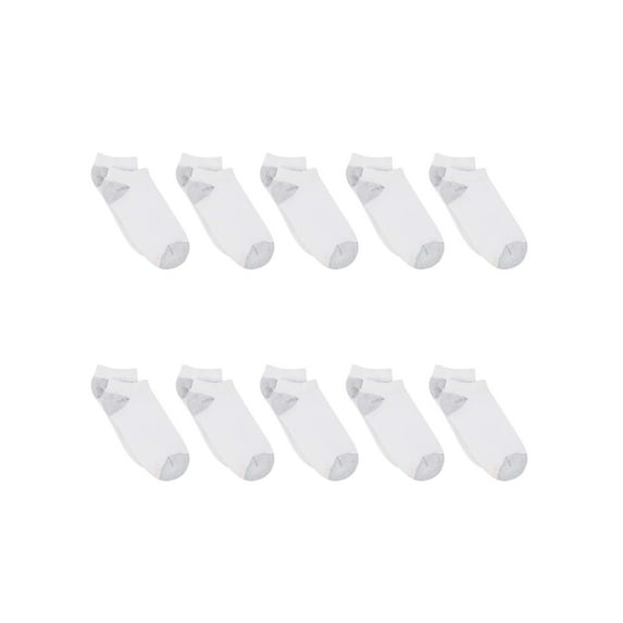 Hanes Women's Athletic No Show Socks, Full Sole Cushion, 10-Pairs White 5-9