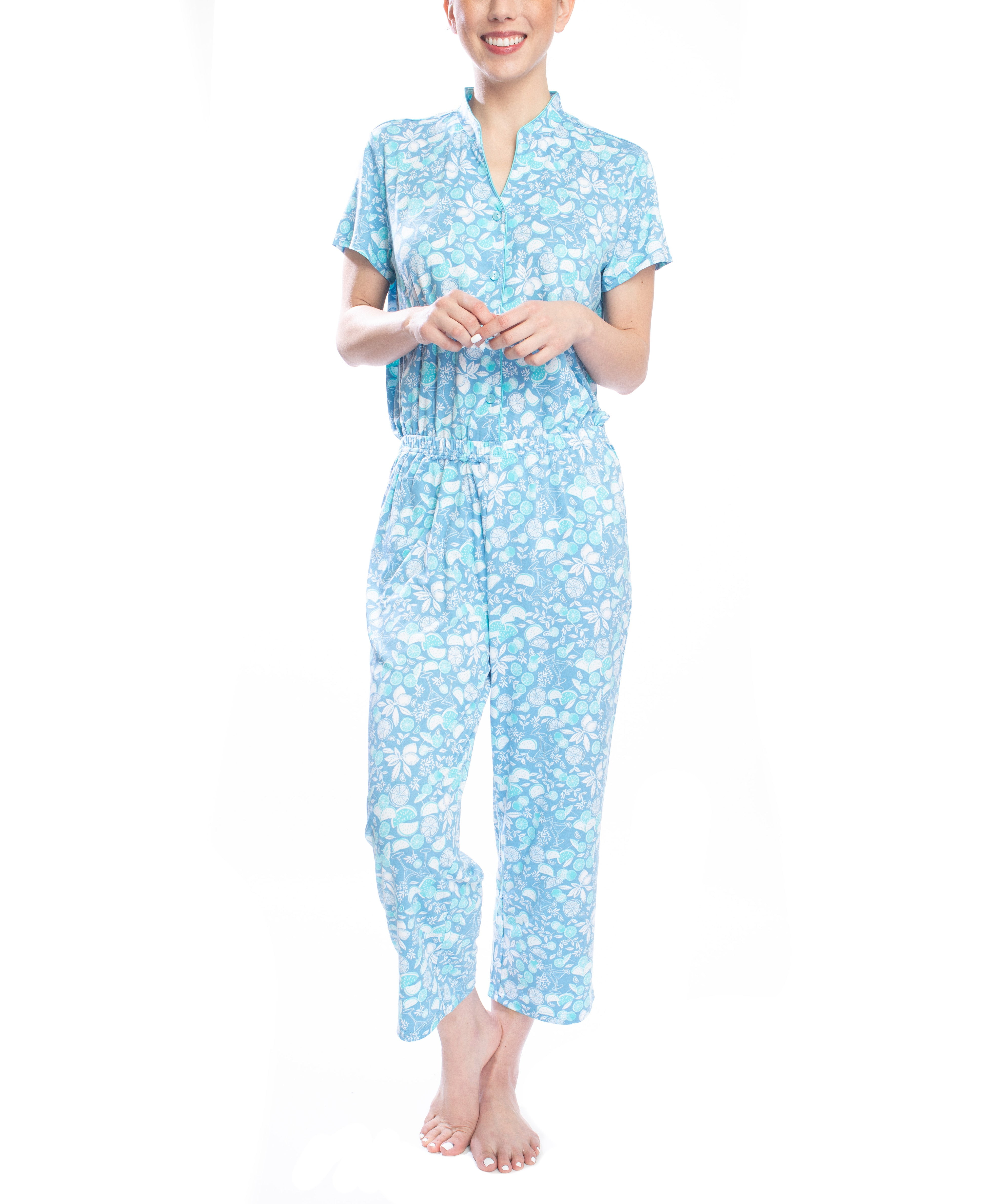Hanes Women's Cottage Staycation Pajama Set, Mandarin Collar Pajama 22 ...