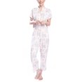 thumbnail image 1 of Hanes Women's Cottage Staycation Sleep Top and Pajama Pant Set, Mandarin Collar Pajama 22" Cropped Pant, Floral Bloom, Large, 1 of 3