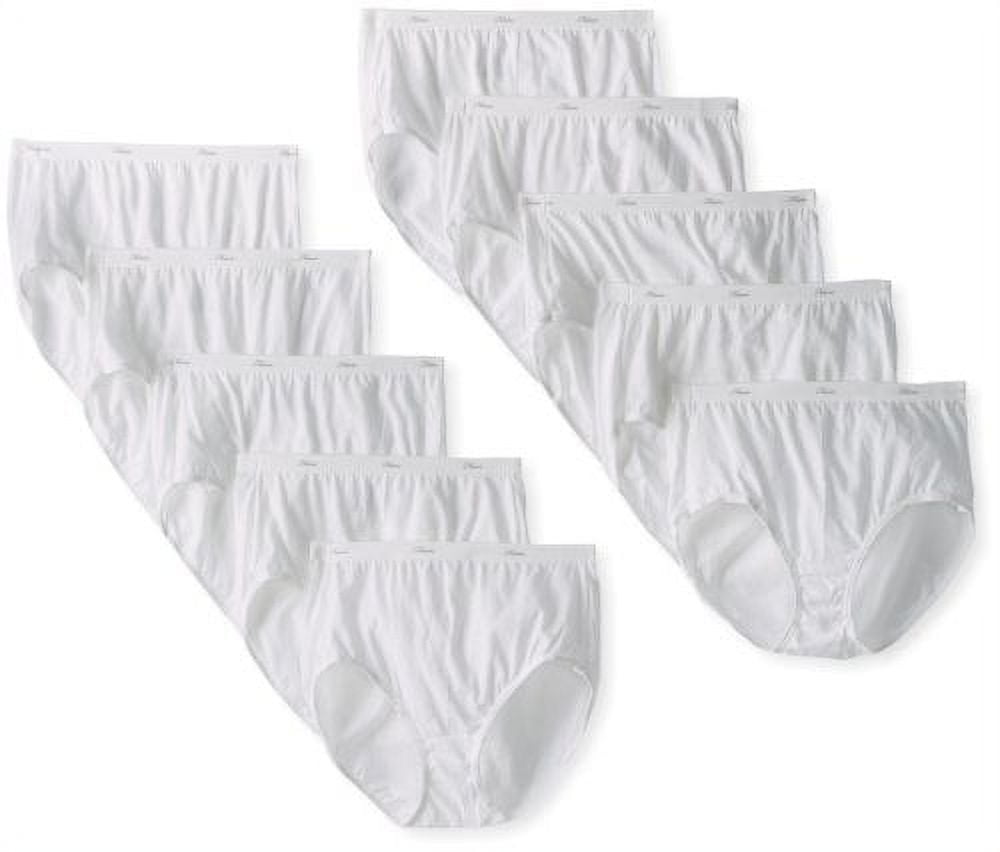 Hanes Women's Cotton Brief Panties Multi-Packs, 10 Pack - White, 10