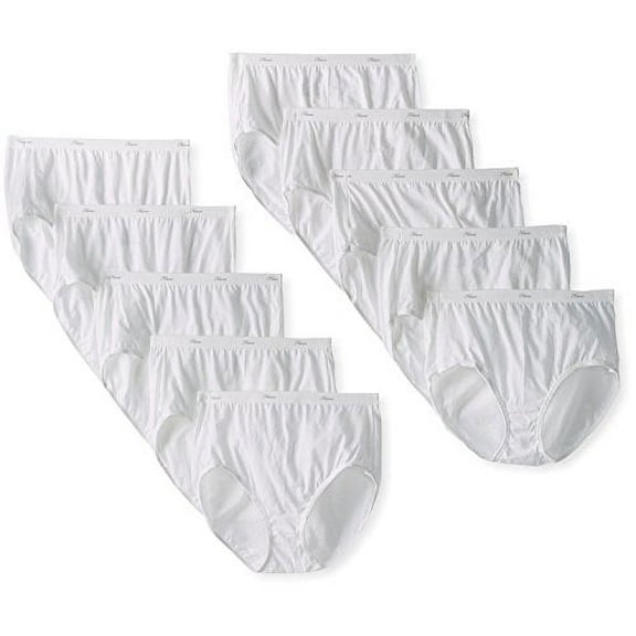 Hanes Women's Cotton Brief Panty (Pack of 10) (5, White)