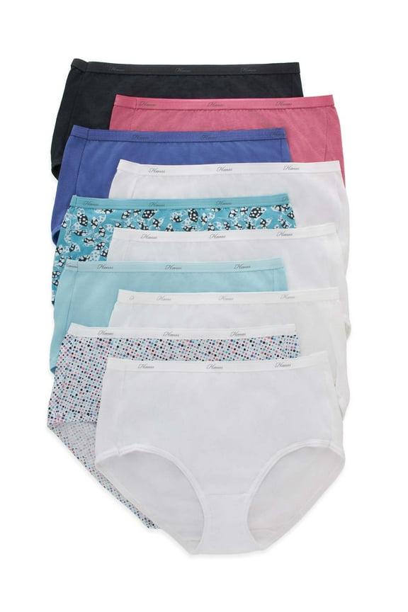 Womens Underwear 10-Pack, Full-Coverage Brief Panties, Moisture-Wicking Underwear for Women