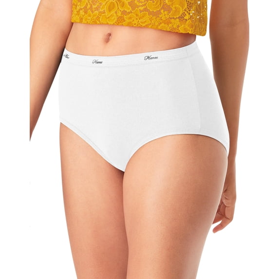 Hanes Women's Cotton Brief Underwear, Moisture-Wicking, 10-Pack Assorted 8