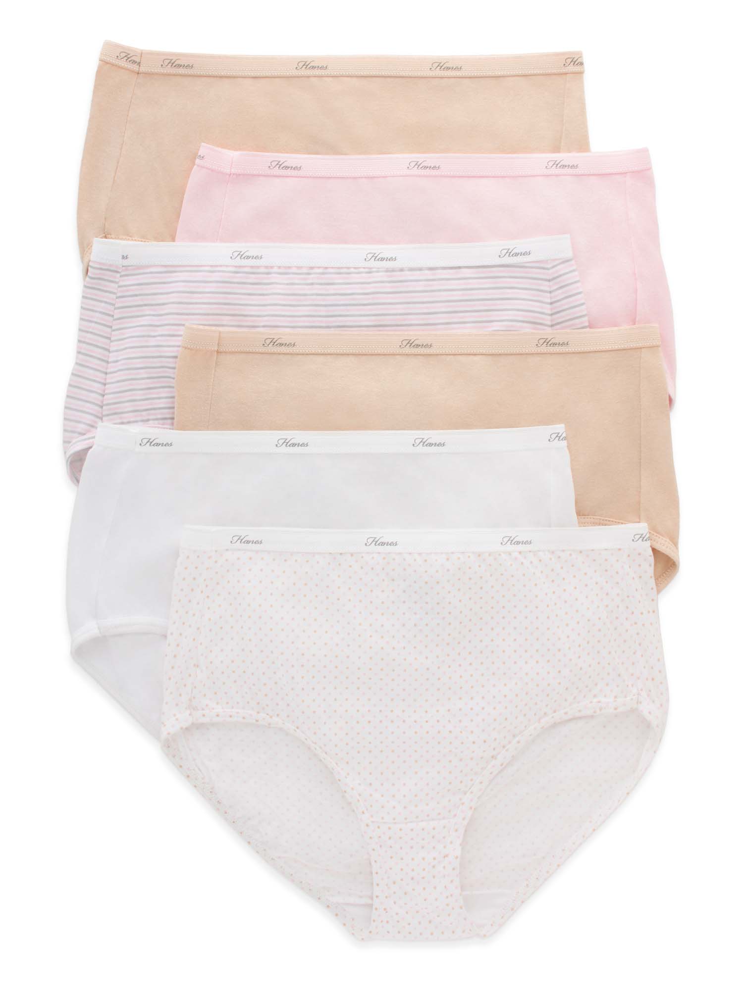 Hanes Women's High-Waisted Brief Underwear Pack, Moisture-Wicking, 6 ...