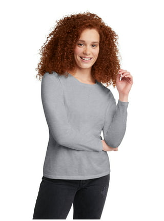 Hanes Originals Women's Cotton V-Neck Tee with Long Sleeves, Sizes XS-XXL