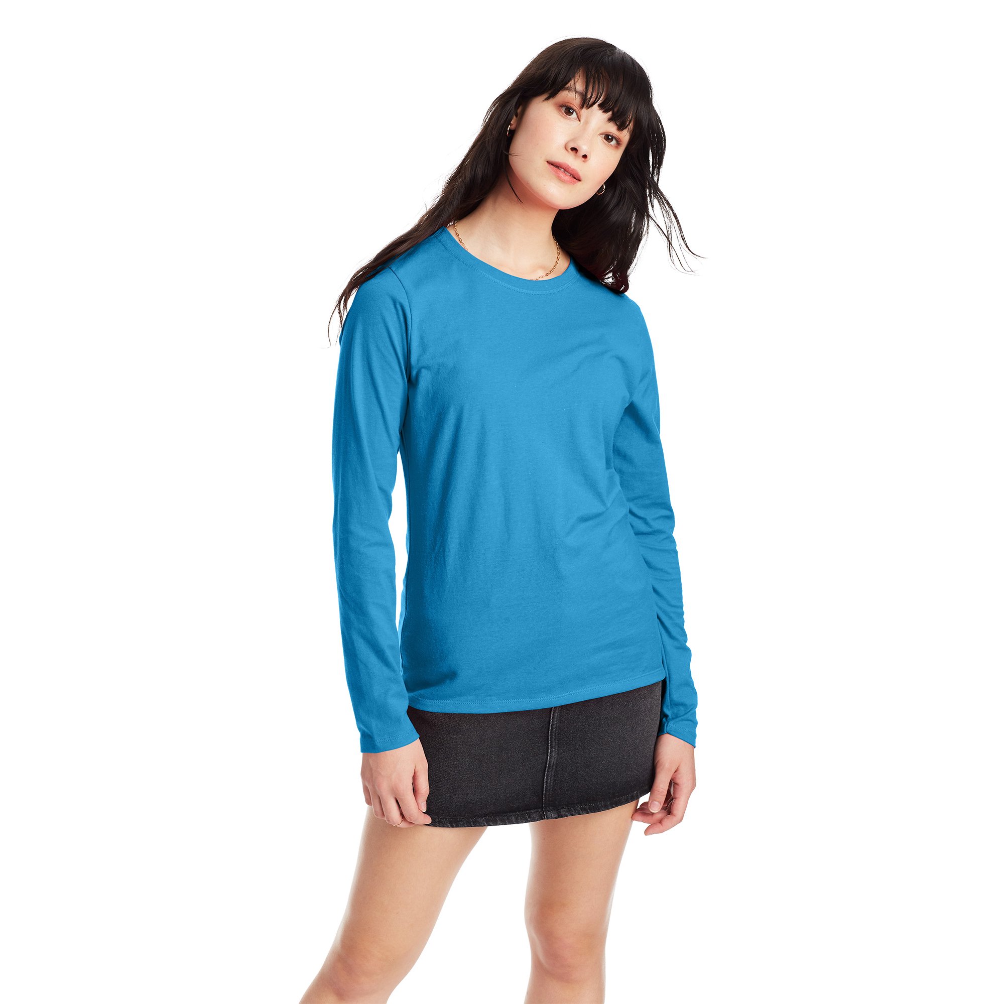 Hanes Women's Cotton Crew Neck T-Shirt Long Sleeves, Sizes S-XXL - Walmart.com