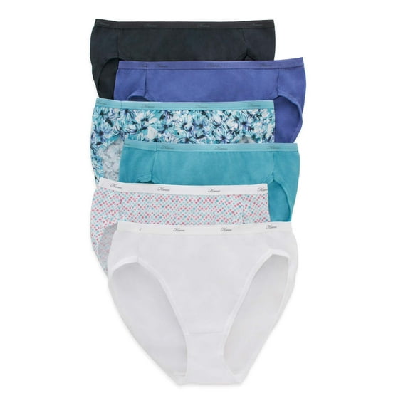 Hanes Women's Cotton Hi-Cut Underwear, 6-Pack