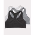 thumbnail image 1 of Hanes Women's Cotton Racerback Sports Bralette, Low Impact, 3-Pack White/Concrete Pe Heather/Black XL, 1 of 6