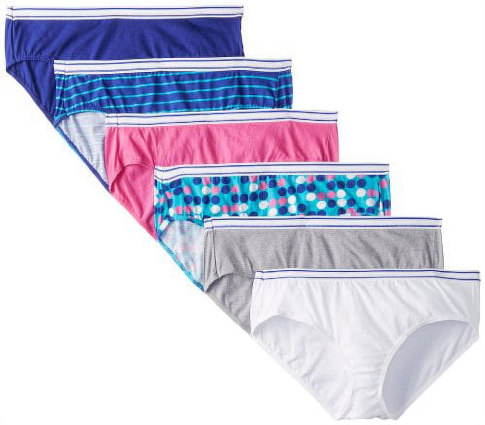 Hanes Women's Cotton Sporty Hipster Panties with Cool Comfort Multi-Packs,  6 Pack - Blue/Pink Assorted, Size 6 