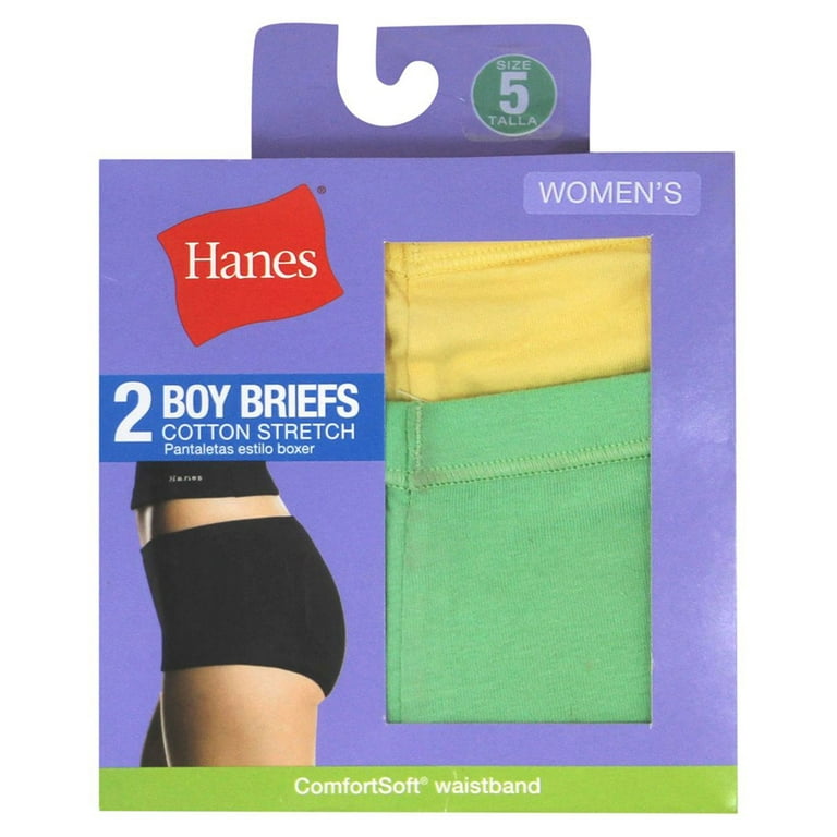 Hanes Women`s Cotton Stretch Boy Briefs, 9, Assorted 