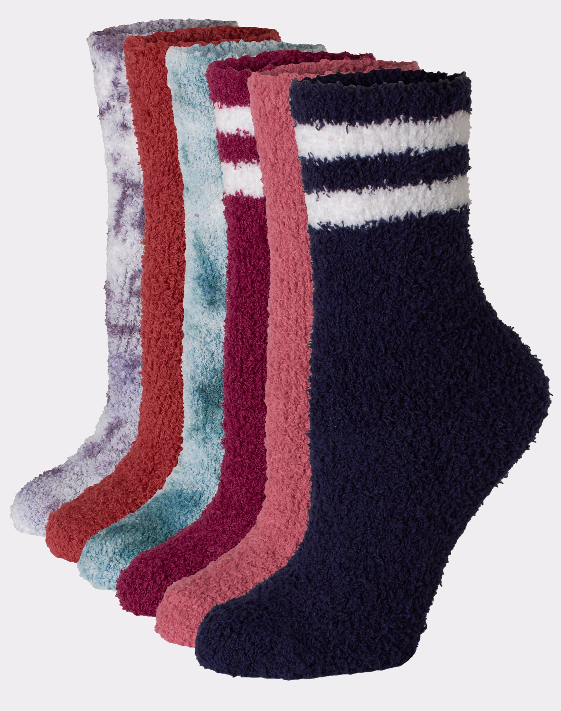 Hanes Women's Cozy Crew Socks 6Pack Ath Stripe/Tie Dye/Solid Asst 59