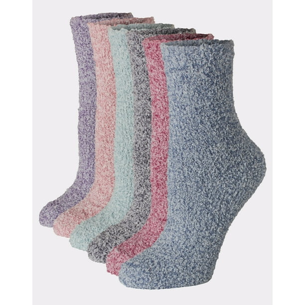 Hanes Women's Cozy Crew Socks 6Pack Multi Solid Assortment 59