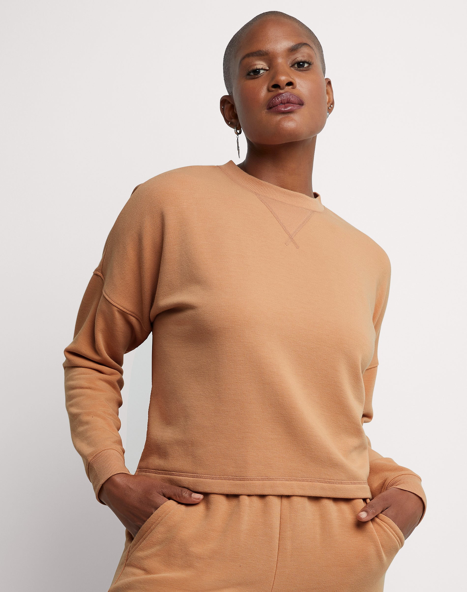 Hanes Originals Sweat-shirt en polaire de poids moyen teint en pièce