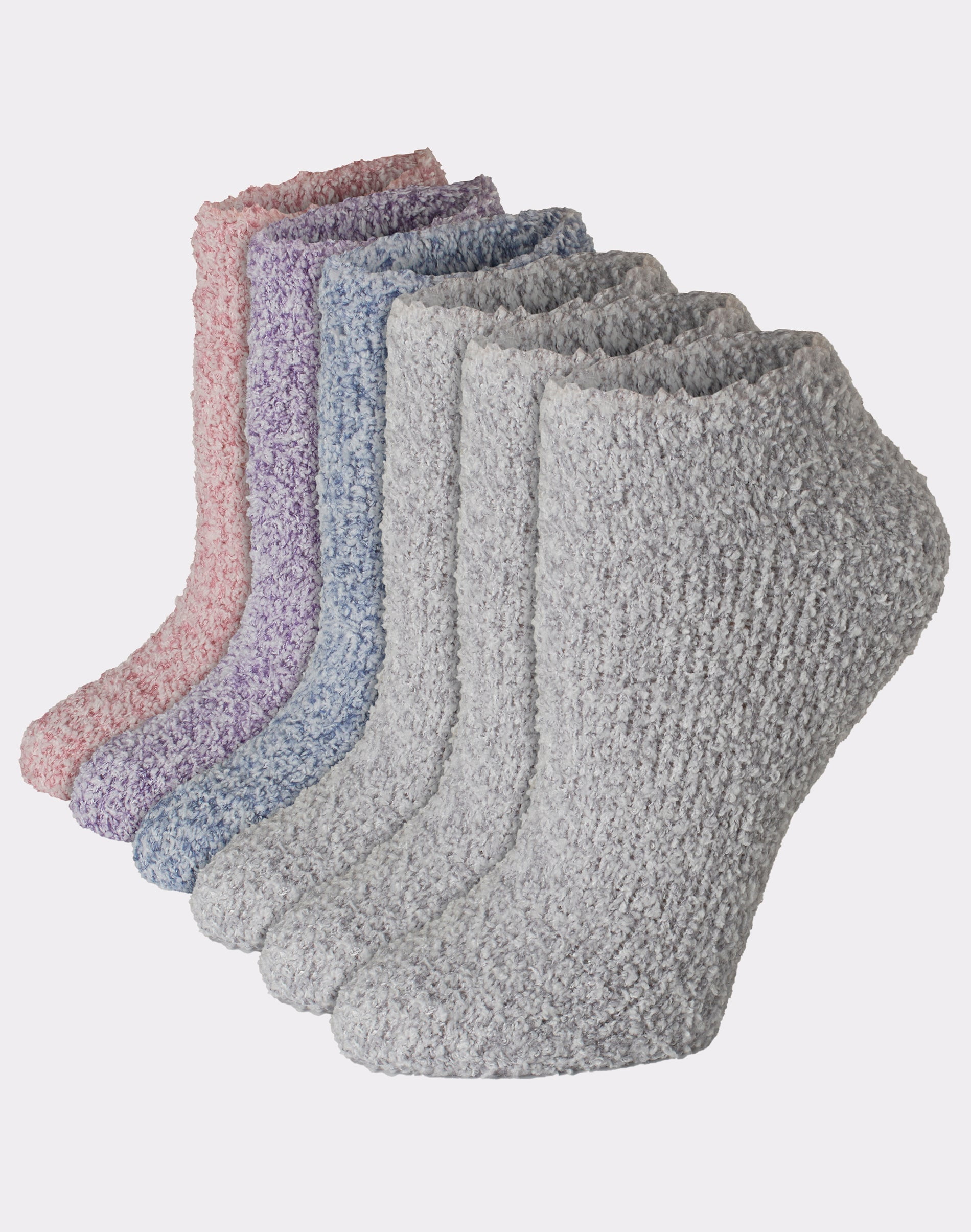 Hanes Women's Cozy No Show Socks. Assorted, 6Pairs Pink/Pur/Blue/Grey