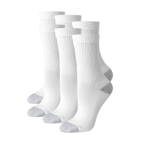 Hanes Women's Crew Socks 6-Pack Value Cool Comfort Ext Sizes 8-12 Cushioned