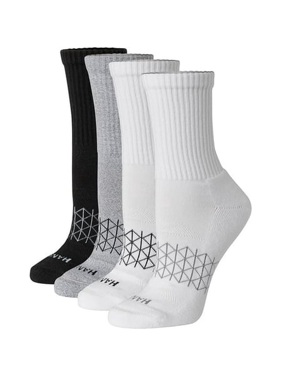 Women's Cushioned Crew Socks, Absolute Active Crew Socks For Women, Seamless Toe, 4-Pairs