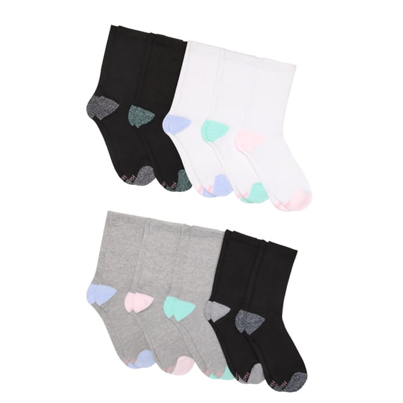 Hanes Women's Cushioned Crew Socks, Moves, 10-Pack, Size 8-12