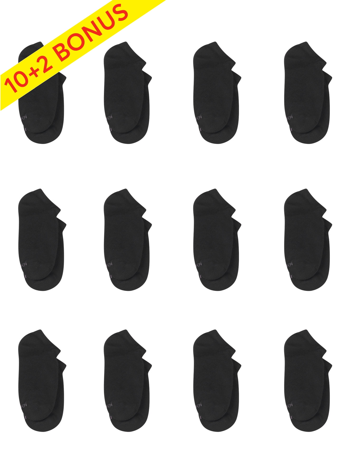 Hanes Women's Cushioned Low Cut Athletic Socks, 10+2 bonus pack