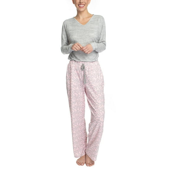 Hanes Women's Dreamscape Longsleeve Top and Pajama Bottom Butter Knit Sleep and Lounge Set