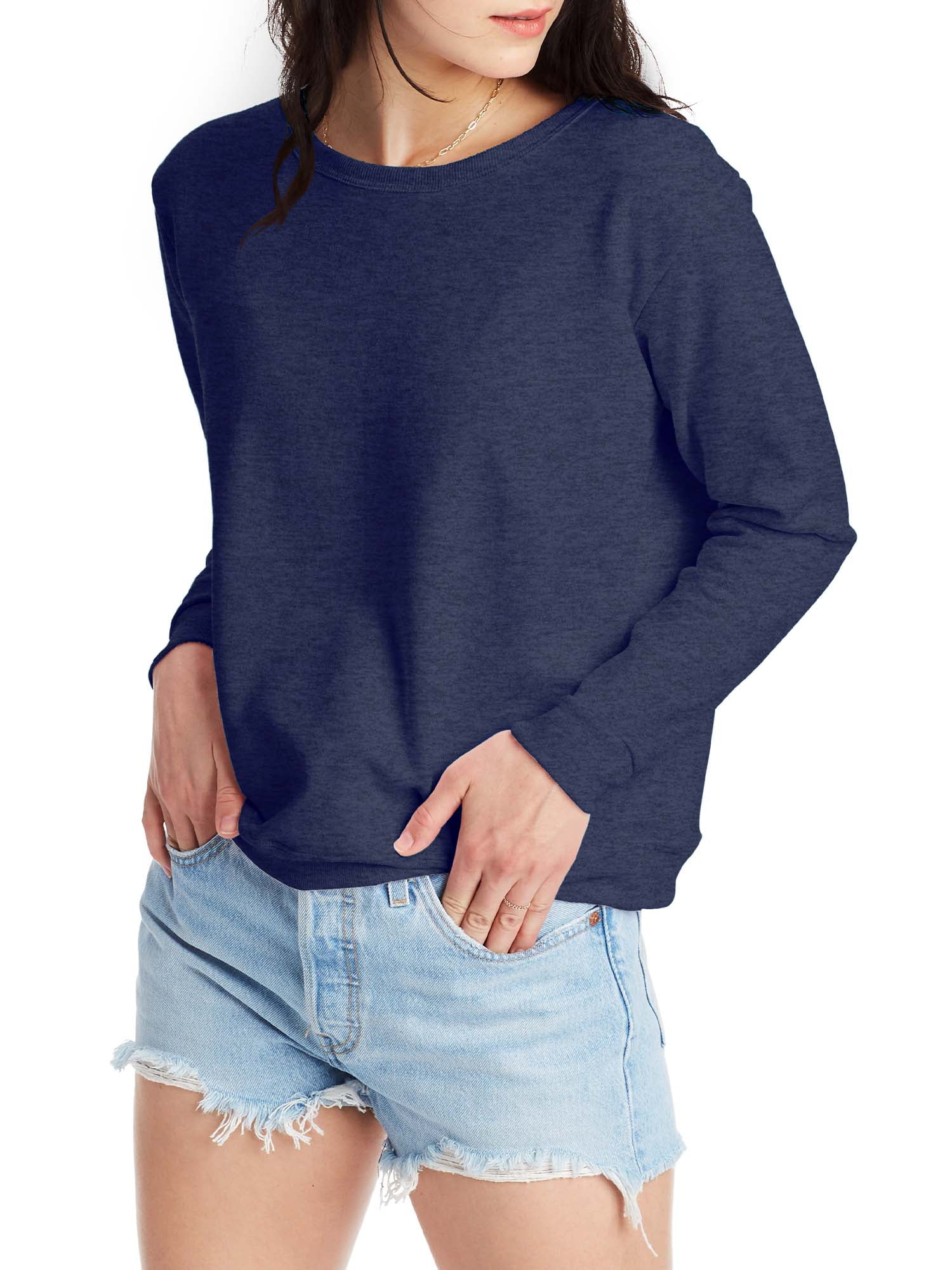 Hanes Women’s EcoSmart Cotton-Blend Fleece Crewneck Sweatshirt ...