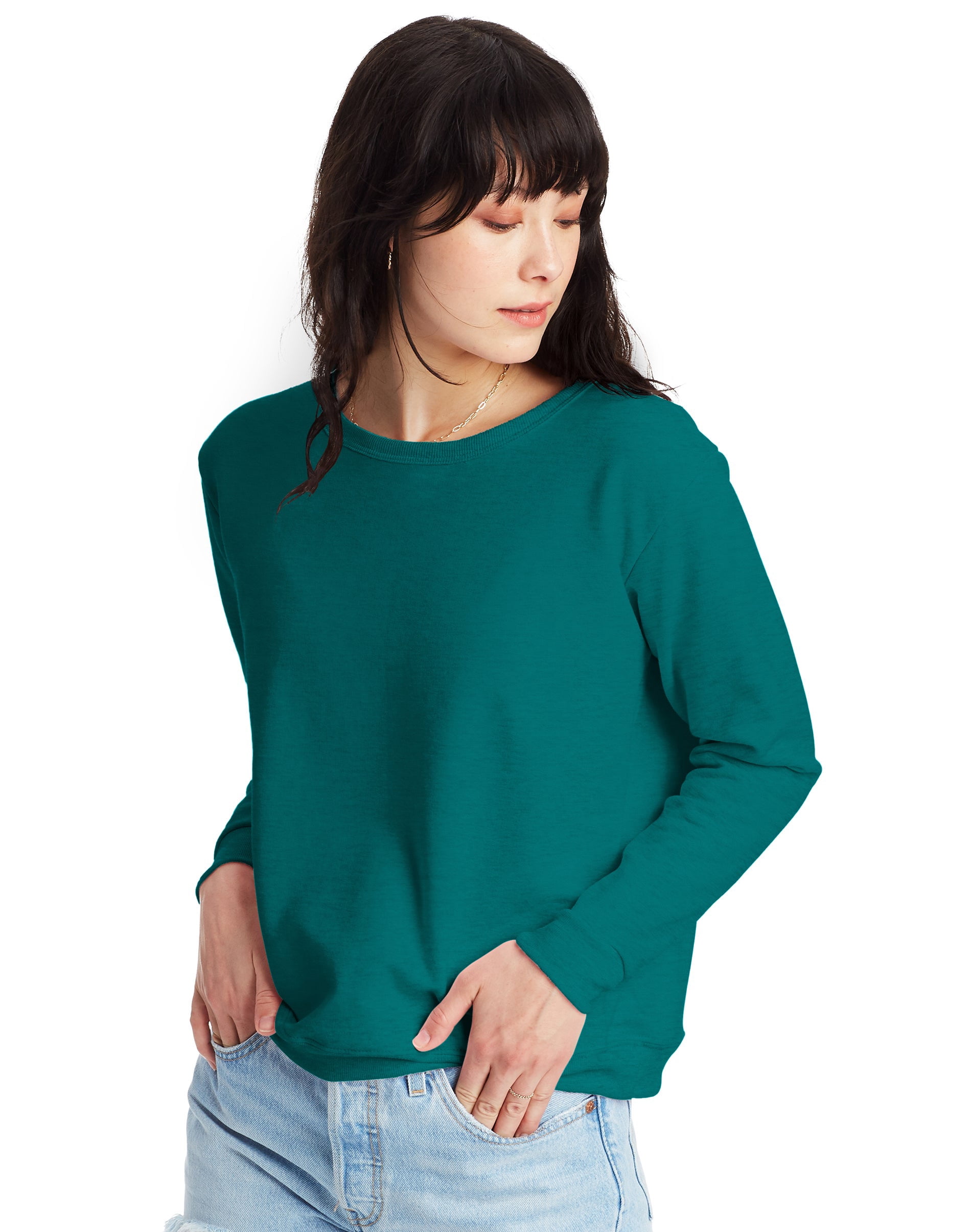 Hanes Women’s EcoSmart Cotton-Blend Fleece Crewneck Sweatshirt