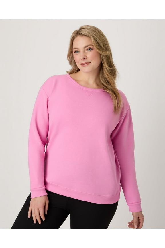 EcoSmart Women's Fleece Sweatshirt, V-Notch Spirited Pink L