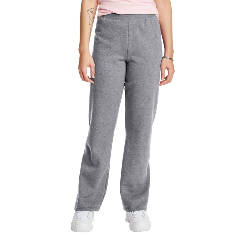 Hanes Women's EcoSmart Fleece Sweatpants, Open Bottom Legs,