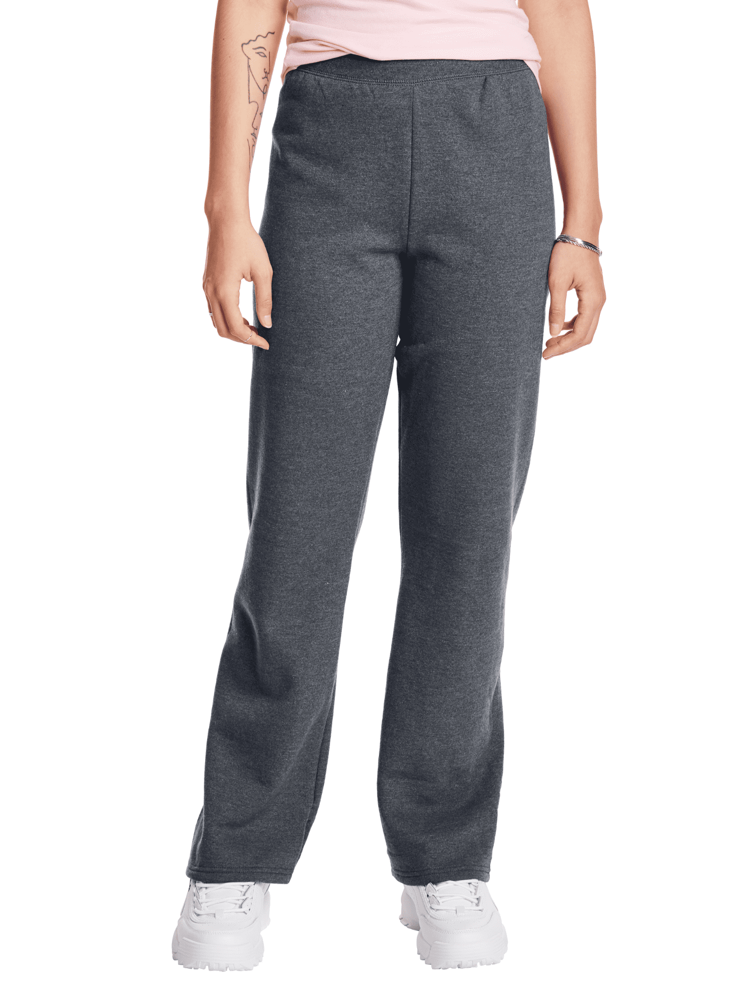 Hanes EcoSmart Women's Fleece Sweatpants, Open Bottom Legs, 30.5\