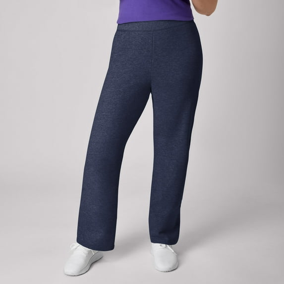 Hanes EcoSmart Women's Fleece Sweatpants with Open Bottom Legs, 30.5" Navy Heather L