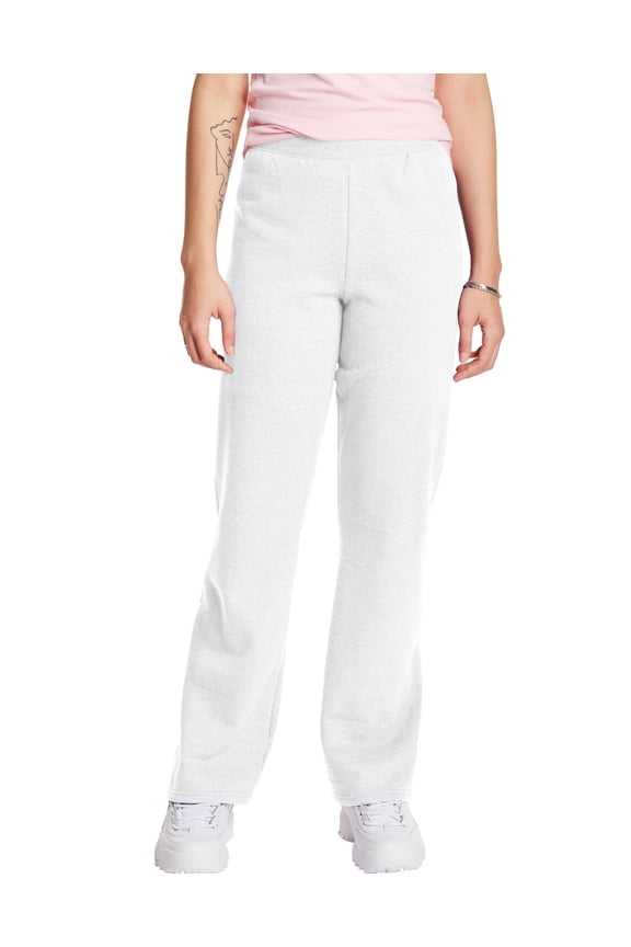 EcoSmart Women's Fleece Sweatpants with Open Bottom Legs, 30.5" White M