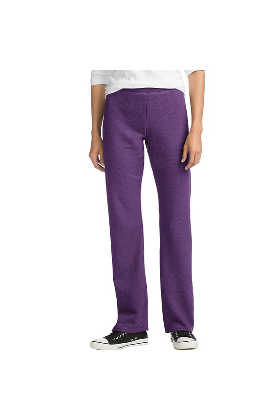 EcoSmart Women's Fleece Sweatpants with Open Bottom Legs, 28.5" (Petite Size) Violet Splendor Heather L