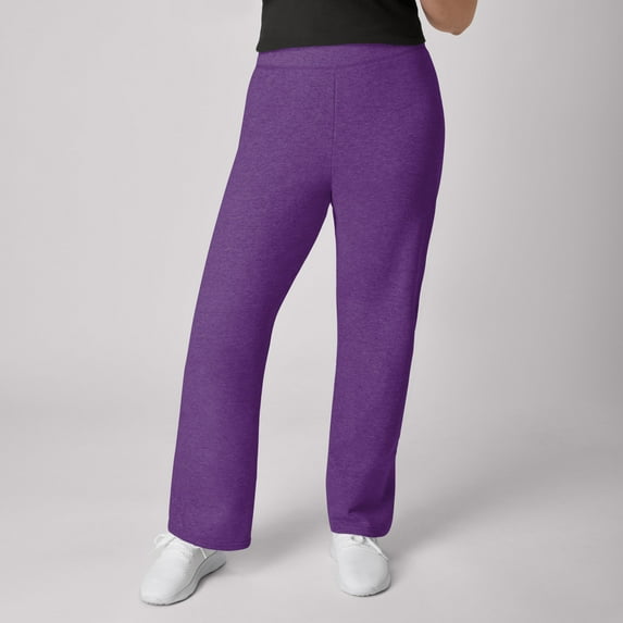 Hanes EcoSmart Women's Fleece Sweatpants with Open Bottom Legs, 30.5" Violet Splendor Heather 2XL