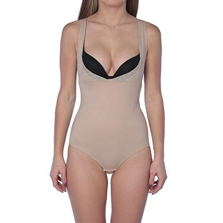 Hanes Women's Firm Control Torset Slimming All-in One Body Suit, Nude,  Large 