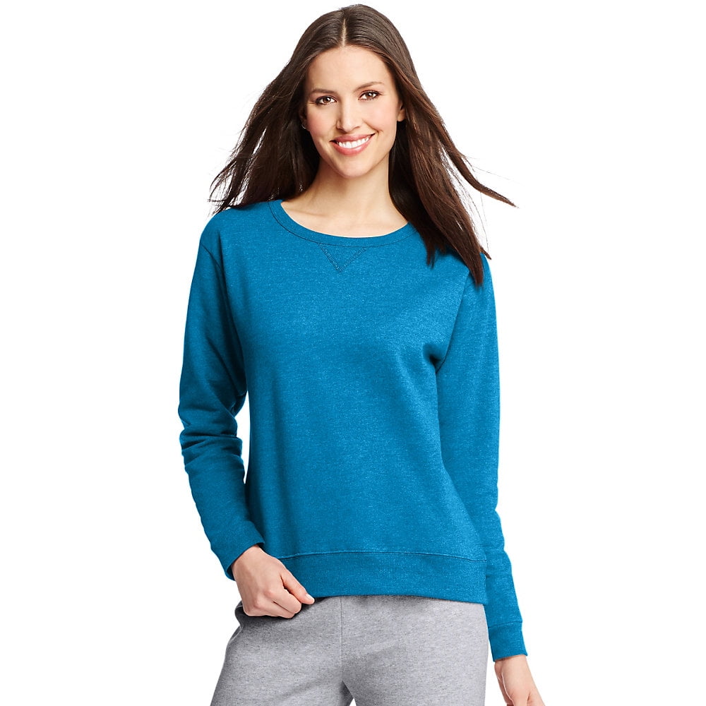 Hanes Women s Fleece Crew Neck Pullover Sweatshirt Sizes S XXL Walmart