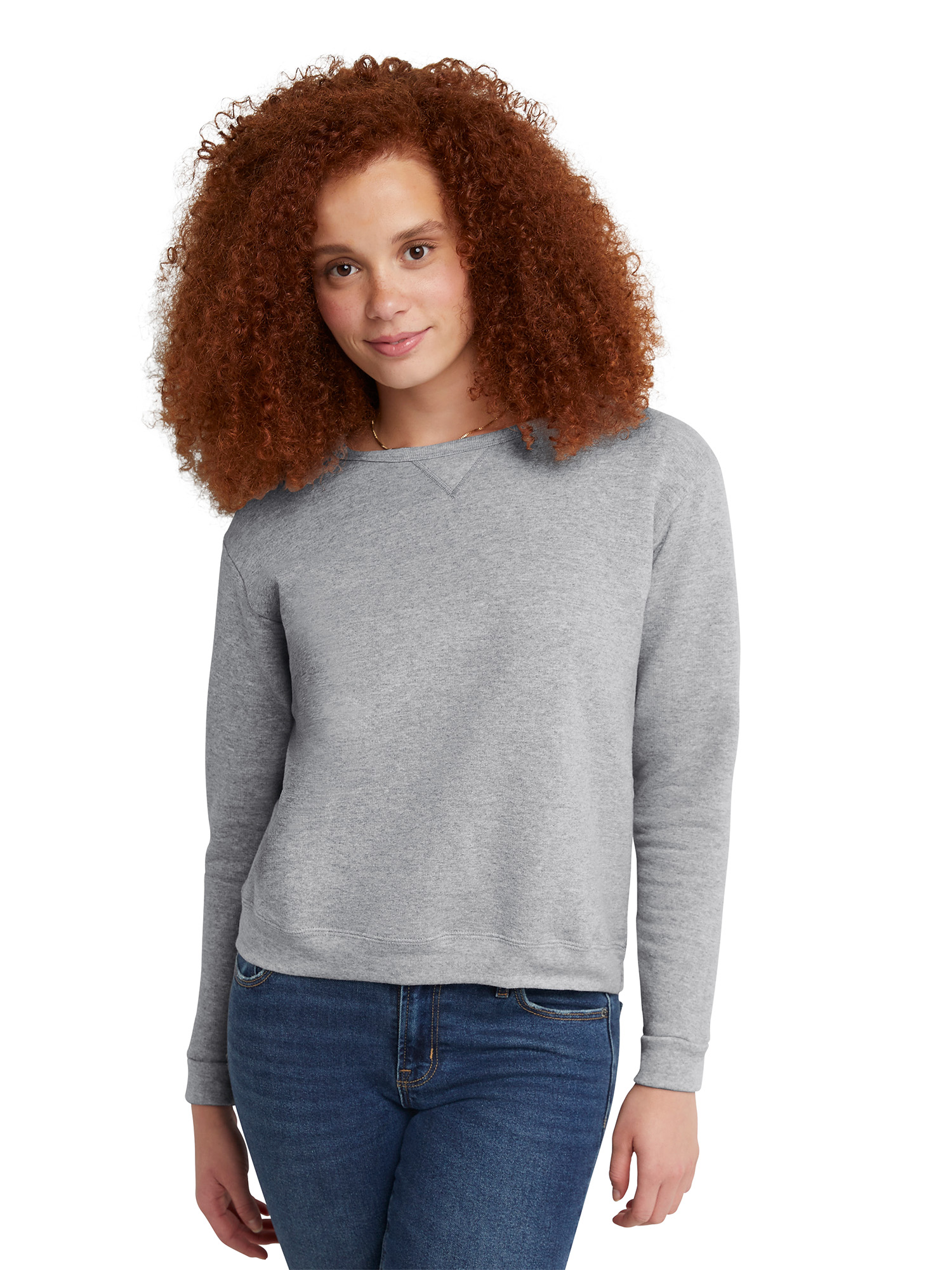 Hanes Women's Fleece Crewneck Long Sleeve Pullover Sweatshirt, Sizes S-XXL - image 1 of 5