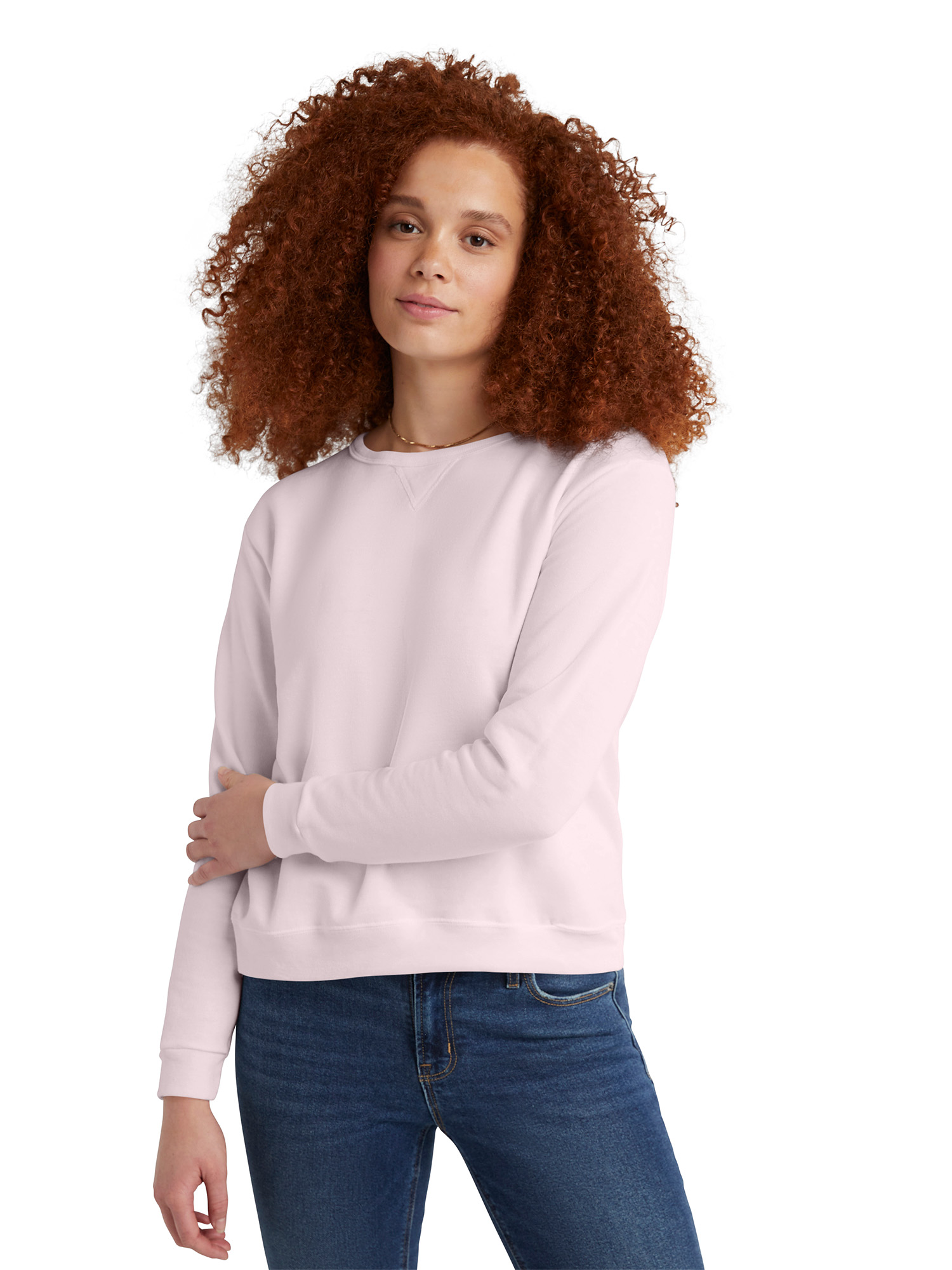 Hanes Women's Fleece Crewneck Long Sleeve Pullover Sweatshirt, Sizes S-XXL - image 1 of 5