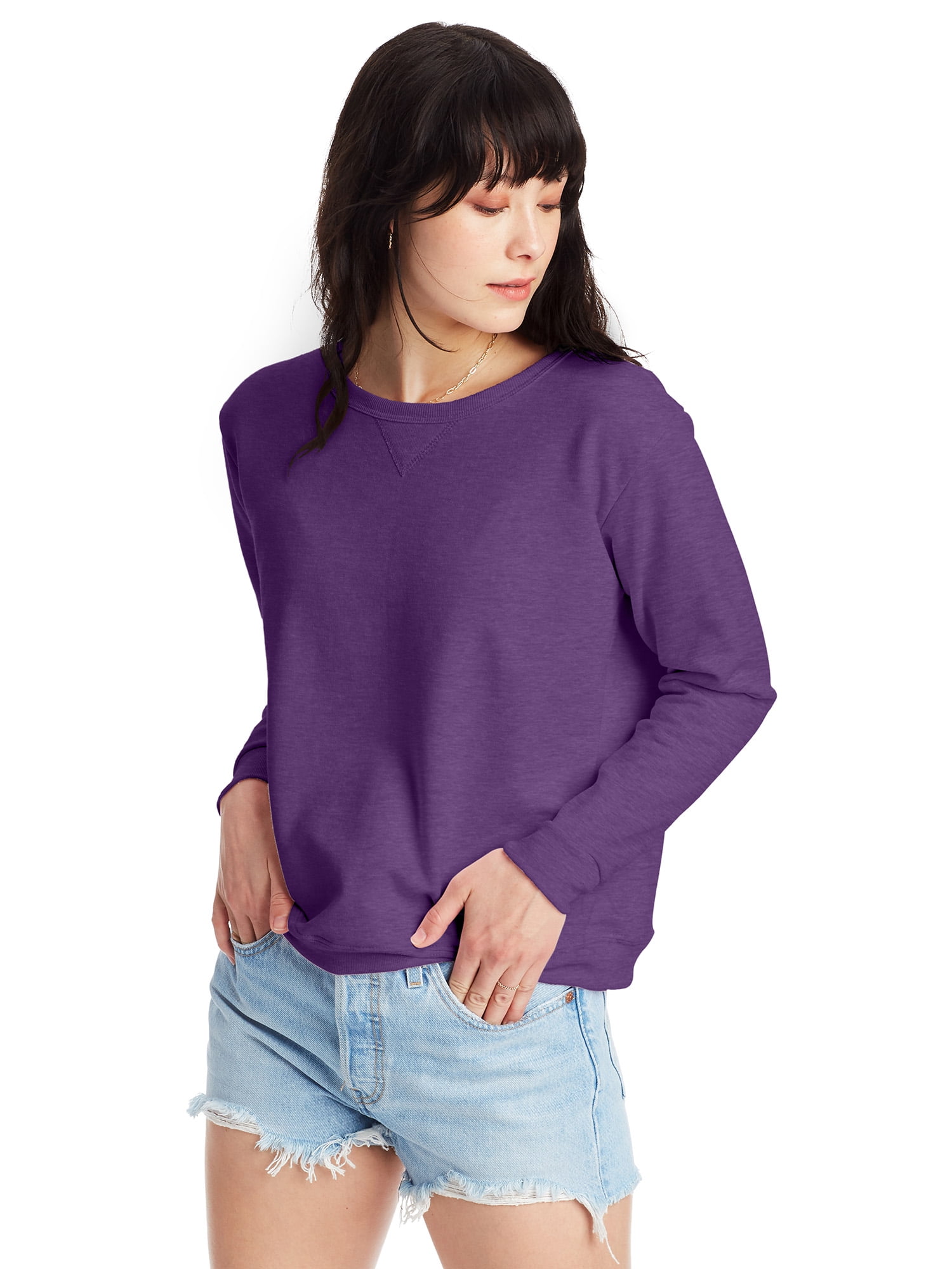 Hanes Women s Fleece Crewneck Pullover Sweatshirt with Long Sleeves Sizes S XXL