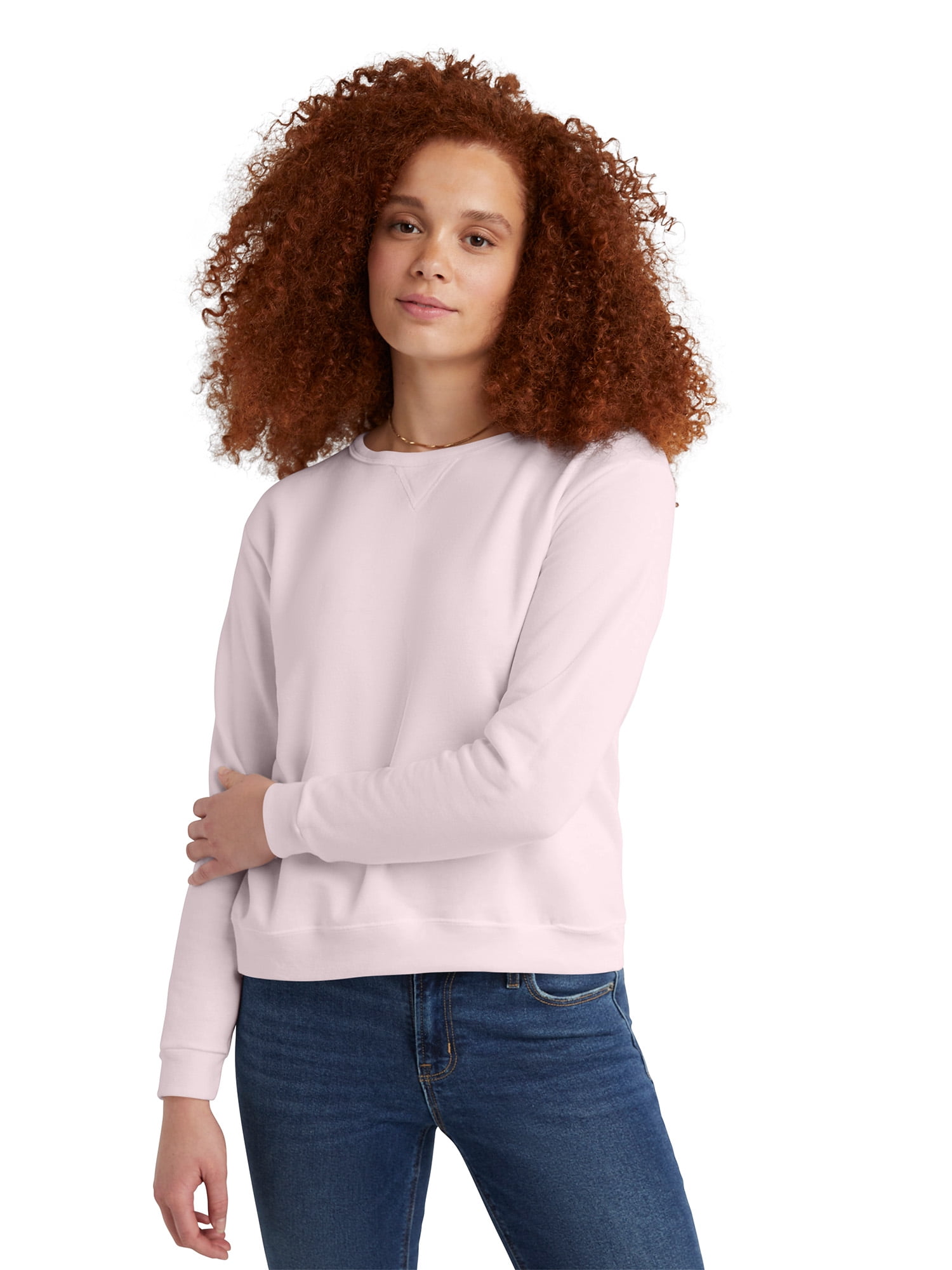 Hanes Women's Fleece Crewneck Pullover Sweatshirt with Long Sleeves