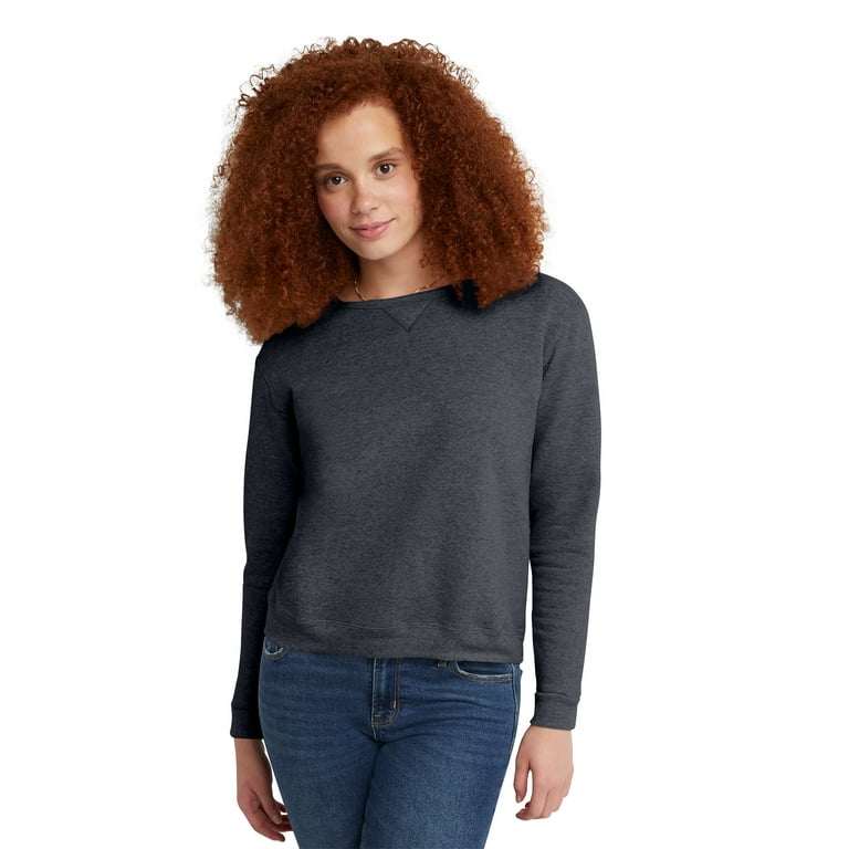 Hanes Originals Fleece, Midweight Sweatshirt for Women, Placed Flowers,  Black, X Small at  Women's Clothing store
