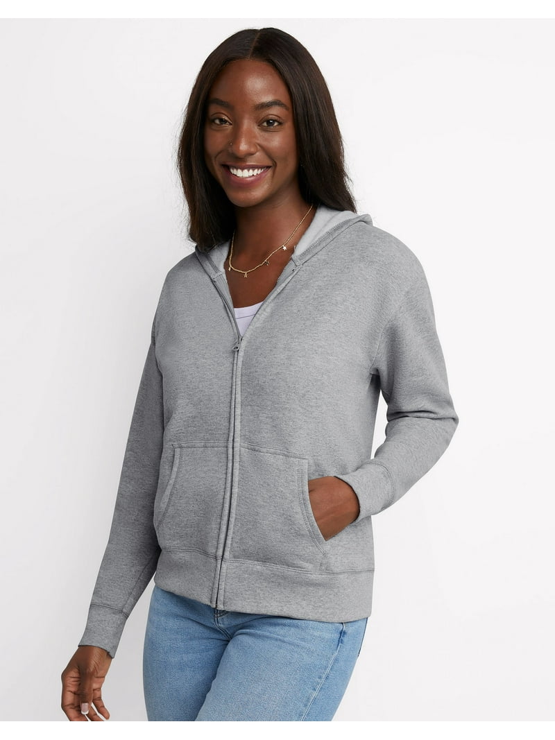 Hanes Women's EcoSmart Fleece Hoodie, Full Zip, Midweight