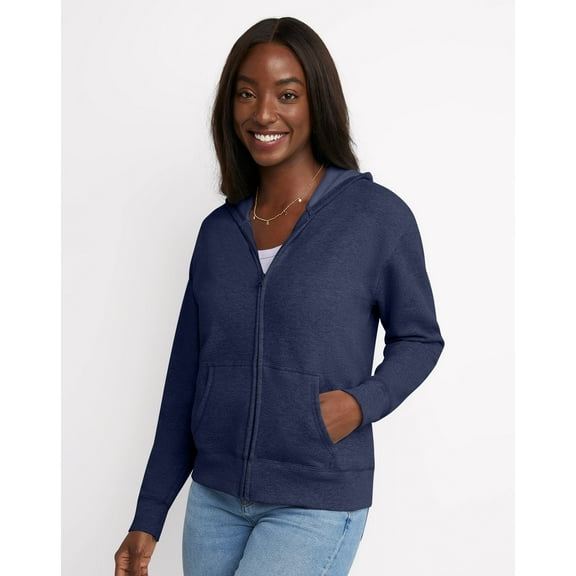 Hanes Women’s Fleece Full Zip Hoodie Sweatshirt Pockets EcoSmart Midweight Hooded