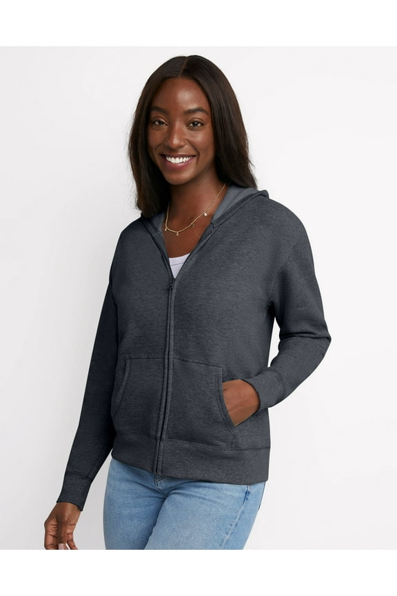 Women’s Fleece Full Zip Hoodie Sweatshirt Pockets EcoSmart Midweight Hooded