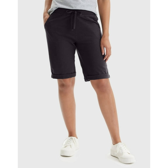Hanes Women's French Terry Bermuda Shorts, 11" Black S
