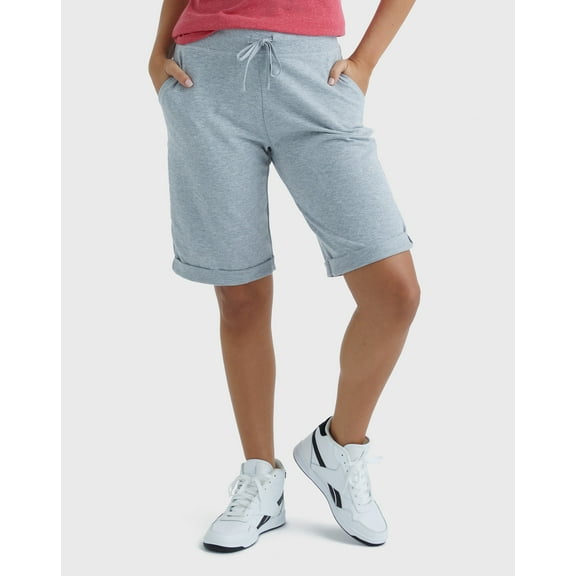 Hanes Women's French Terry Bermuda Shorts, 11" Light Steel M