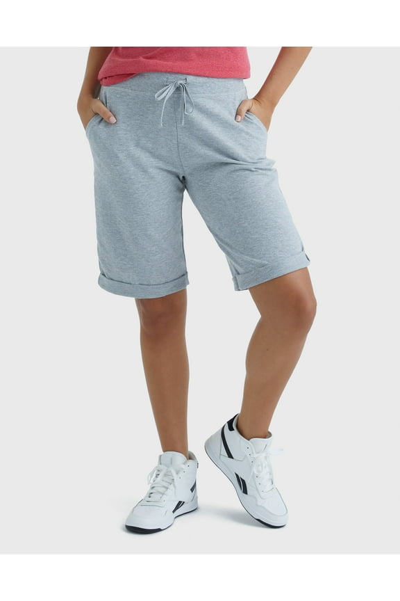 Women's French Terry Bermuda Shorts, 11" Light Steel S