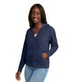 thumbnail image 1 of Hanes Women's EcoSmart Full-Zip Hoodie Sweatshirt, Navy Heather, 2X Large, 1 of 7
