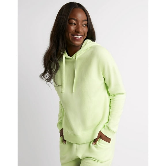 Hanes Women's Garment Dyed Fleece Hoodie Chic Lime S
