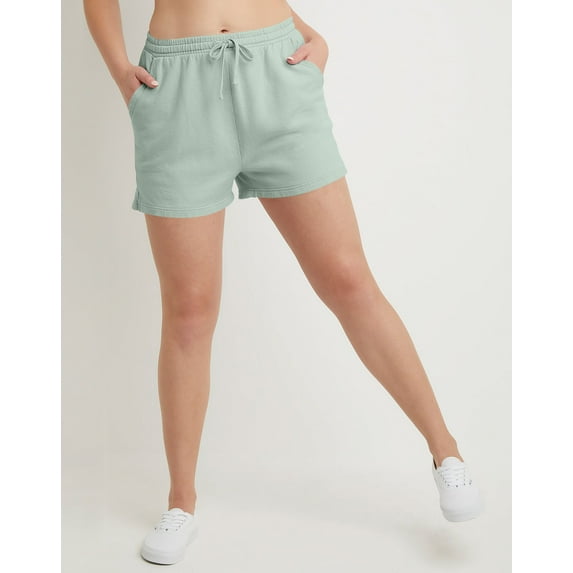 Hanes Women's Garment Dyed Fleece Shorts with Pockets, 3" Antique Jade L