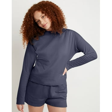 Hanes Women's Garment Dyed Fleece Sweatshirt Anchor Slate M